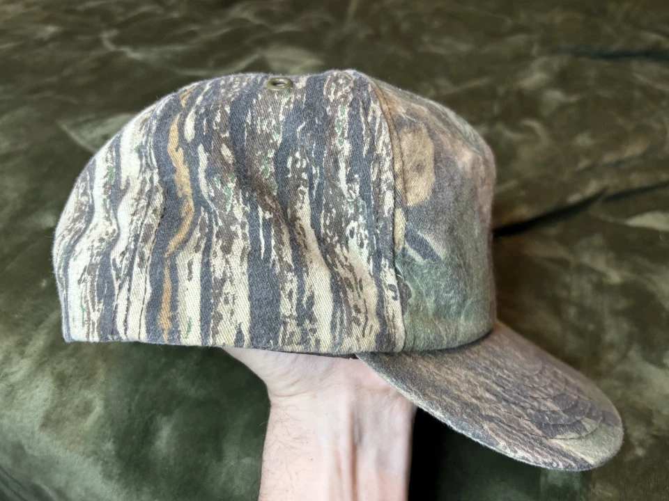 Chapéu camuflado vintage Realtree verde marrom tampa traseira varas membros camuflagem anos 80 - Imagem 4 de 4