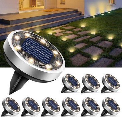 10er Pack Solar Bodenleuchten für Draußen, Gartenbeleuchtung, Solar  Bodenleu...
