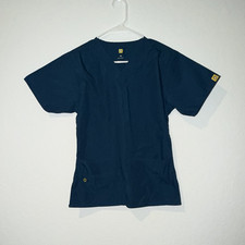 WonderWink Unisex XS Navy Solid V-Neck Short Sleeve Scrub Top