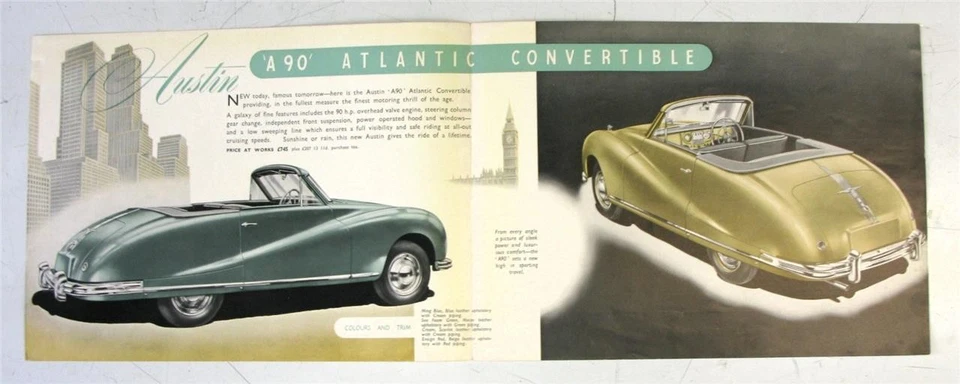 AUSTIN A90 Atlantic Car Sales Brochure c1948 #529 - Image 2 of 3