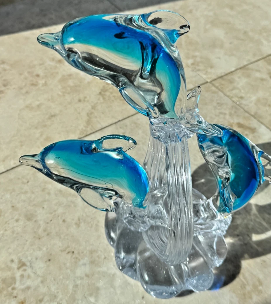 MURANO ムラノ 金彩 トリプル ドルフィン グラス Murano Dolphin for sale | eBay