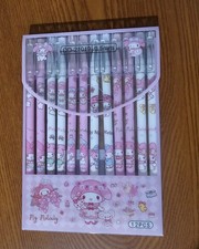 12pc Sanrio Needle Point Black Ink Pen Kawaii My Melody Hello Kitty Pink White