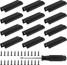 12 Pack Concealed Kitchen Door Handles, 60Mm Hole Center Hidden Drawer Pulls