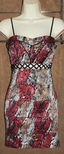 XOXO ~ Red Black Brown - Snake Print - Cutout Dress sz 0 Padded Bust Strapless