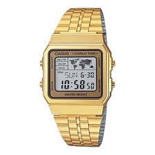 Casio A500WGA-9DF World Time LED Multi Time Gold Tone Vintage Style Watch