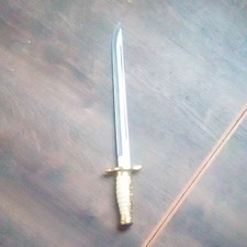Silver/Gold Double-Edge Full Tang Dagger, Metal Blade  Handle Repro