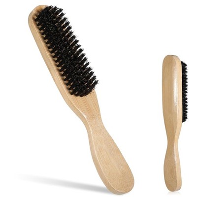 Boar Bristle Hair Brush for Men Slick Back Hair Brush Stiff Bristles Wooden Hand