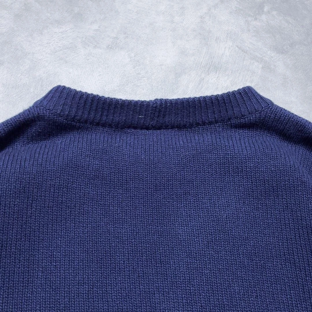 ICEBERG Vintage Knit Sweater L Bear Racing 90s Y2K Navy Charcoal image 13
