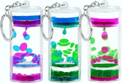 3 Stück Sanduhr Schlüsselanhänger Liquid Motion Bubble Timer Tropfen Spielzeug