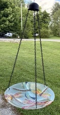 Dragonfly 10’ Glass Hanging Bird Feeder/ Bath Garden Decor