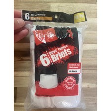 Hanes Boys 6 Pack Tagless Briefs White Comfort Flex Waistband Size Medium 10-12
