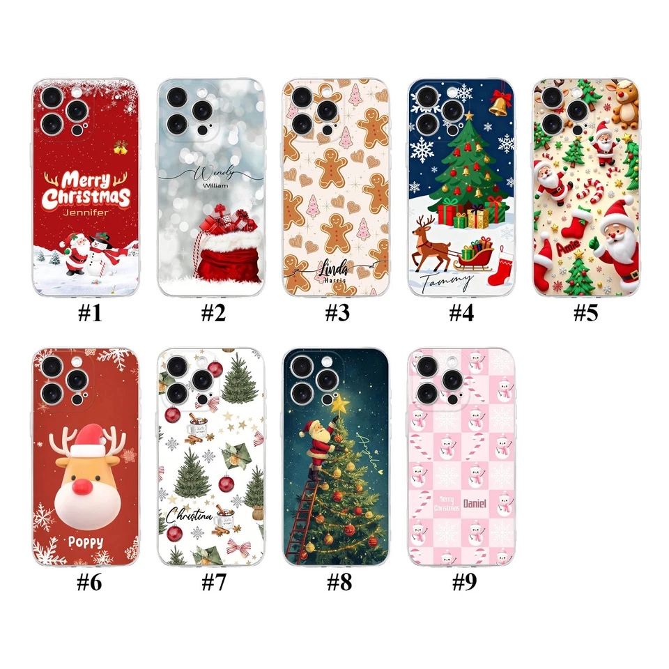 Capa telefone silicone para iPhone 17 Pro 15 16e 14 13 design de Natal capa personalizada - Imagem 2 de 4