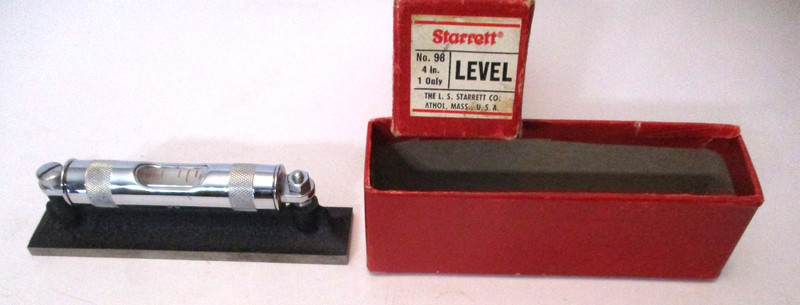 STARRETT No. 98 4 in. PERCISION LEVEL in ORIGINAL BOX ~ MACHINIST TOOL ~ NICE!