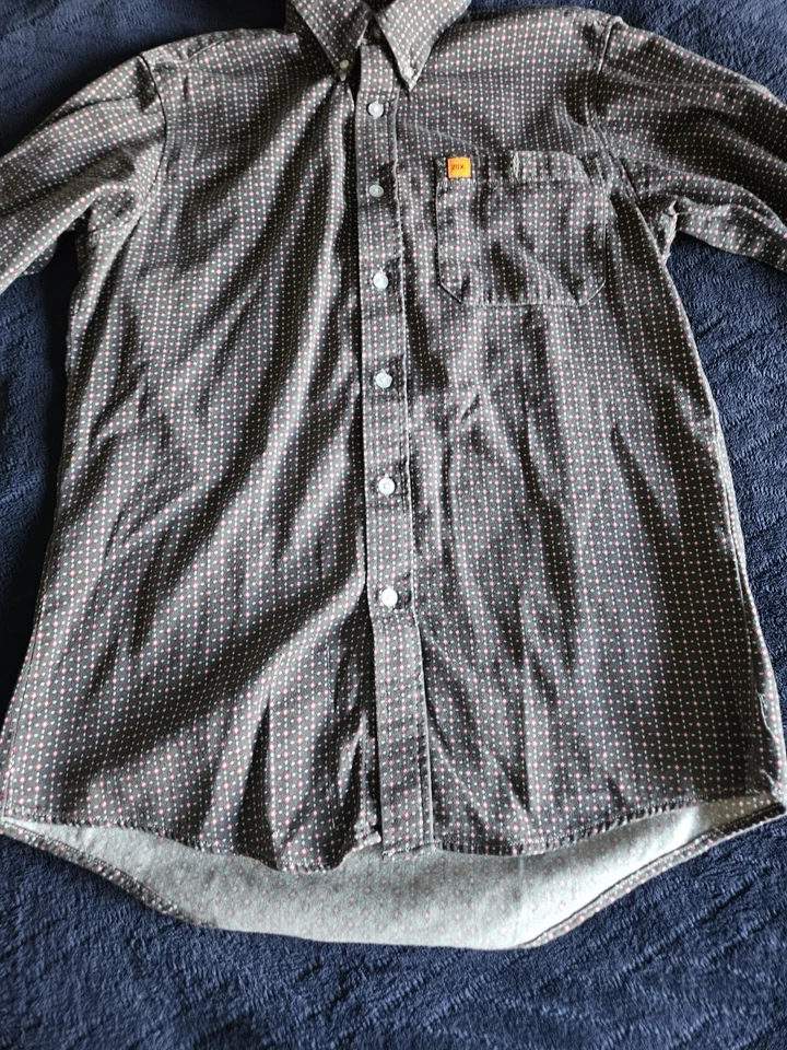 Camisa con botones Wrangler 20X FR para hombre patrón L marrón resistente al fuego 21B Foto 4 de 4