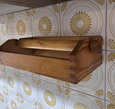 Porta scottex artigianale in legno anni '80 con aggancio a muro 