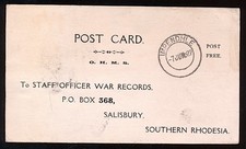 S.RHODESIA 1922 INCOMING ARMY P.C. IMPENDHLE SOUTH AFRICA TO SALISBURY  A76