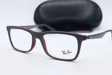 Ray Ban RB 7062F 5576 Black/Red Rectangle Eyeglasses clear Lenses 55mm