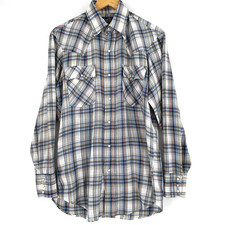 Vintage Levi's Men Western Pearl Snap Shirt Size Medium Plaid Cowboy Rodeo Retro