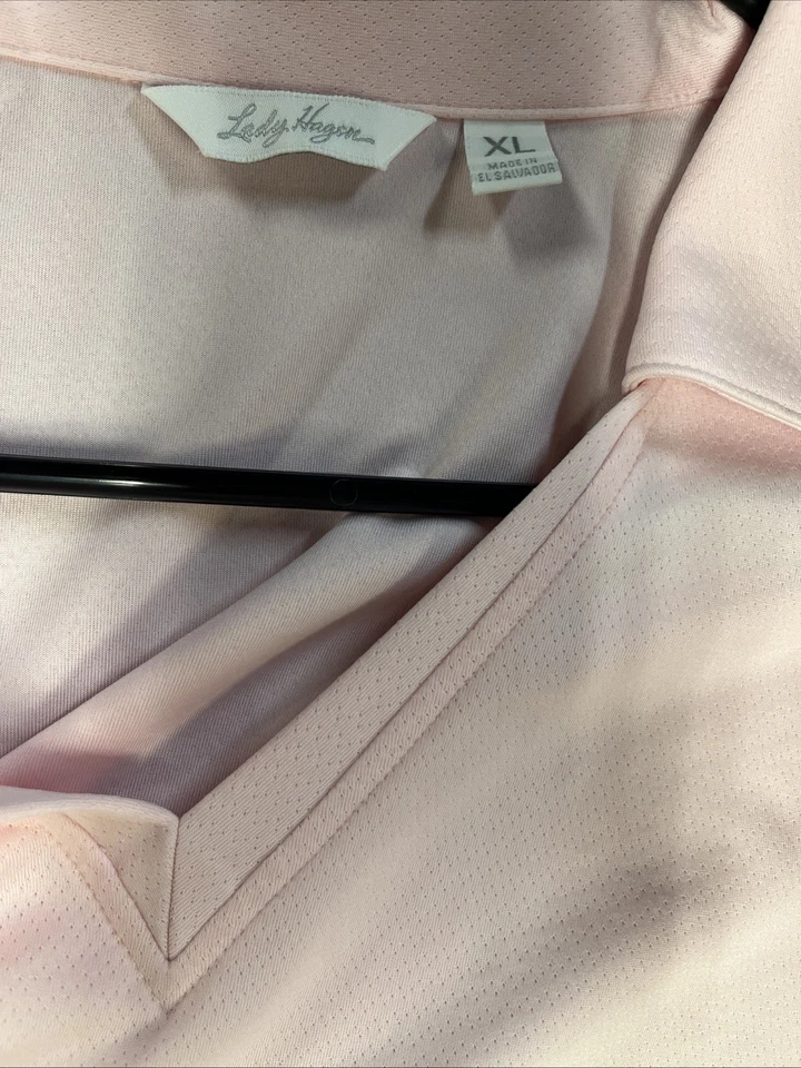 Lady Hagen Golf Women's Size XL Hydro Dri Pink Short Sleeve Polo V Neck EUC - Image 3 of 3