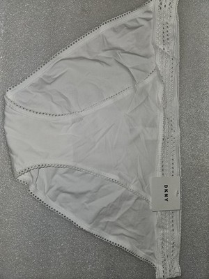 DKNY DK5006 Classic Cotton Lace Trim Bikini Panty (Poplin White XL)