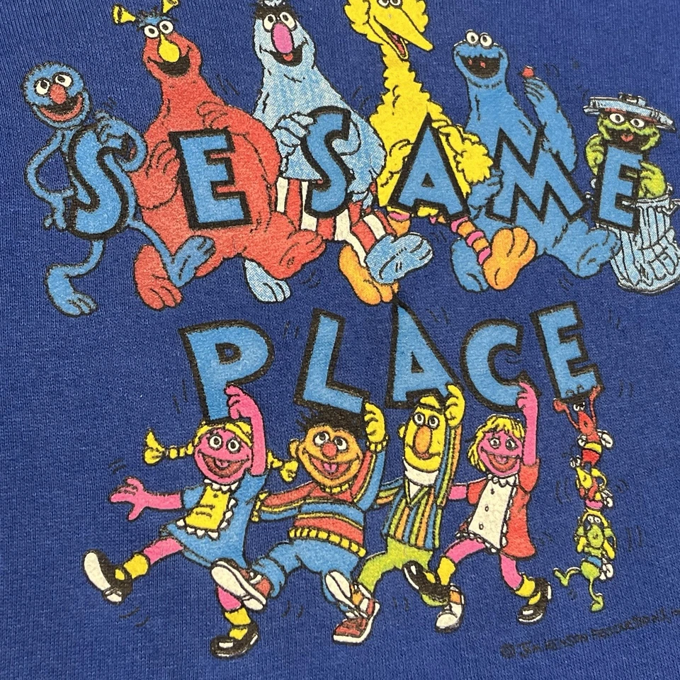 Vintage 80s 90s Sesame Place Sweatshirt Tee Jays USA Cookie Big Bird Sz L - Image 3 of 4