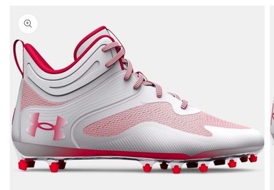 UNDER ARMOUR UA Command MC Mid White Red Lacrosse Cleats NEW Mens Sz 7