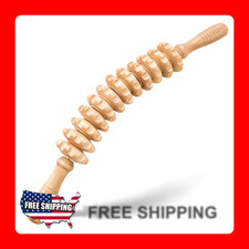 12 Wheel Wooden Cellulite Massage Roller for Body Sculpting and Muscle Relief
