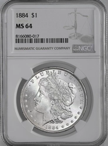 1884-P  $1  MORGAN SILVER DOLLAR  "PHILADELPHIA"  NGC MS64  #8166080-017