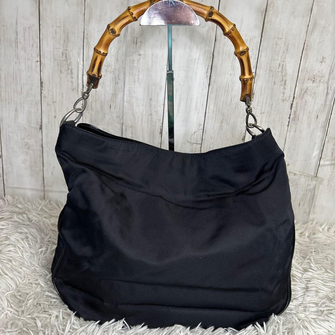Minimal Bamboo Gucci Nylon Bag Handbag Black - GUCCI thumbnail 24