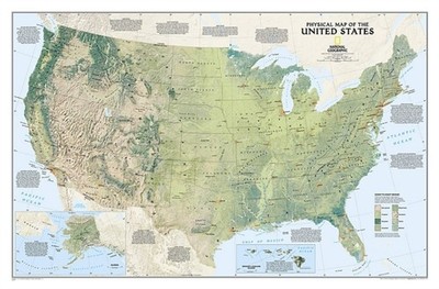 United States Physical tubed by National Geographic Maps 9780792249580