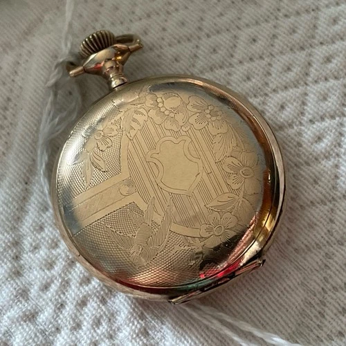 Antique 1916 Elgin Full Hunter Pocket Watch 7 Jewel 1 5/8” Gold Filled Case Runs