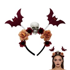 Red Gothic Skeleton Bat Halloween Headband Costume Accessory Black Bat