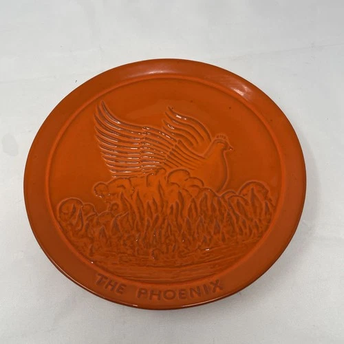 Vintage Frankoma  Pottery, 1985 1st Issue "The Phoenix"  8.5" Plate, Flame Glaze