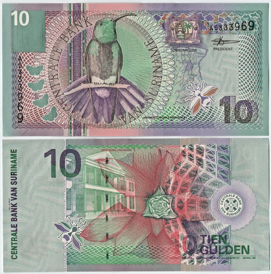 Suriname 10 Gulden 2000 UNC P147 Banknote - Image 1 of 1