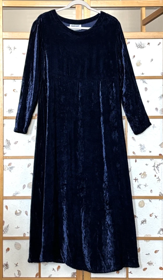Vtg David Dart Velvet Dress Womens M Sapphire Blue Maxi Empire A-line Whimsigoth - Image 2 of 4