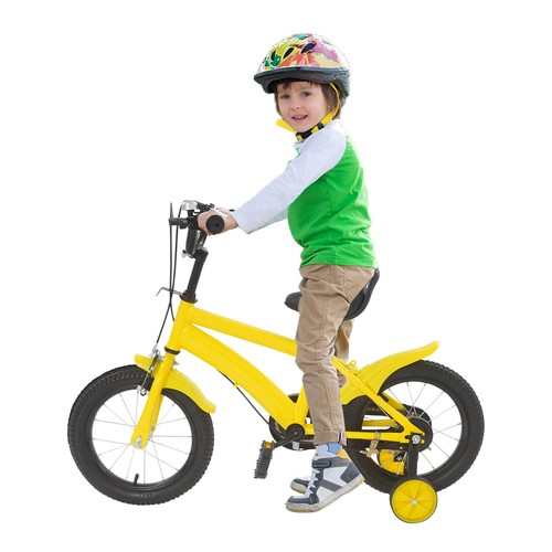 Bicicleta de aprendizaje ajustable para niños de 14"" con ruedas auxiliares