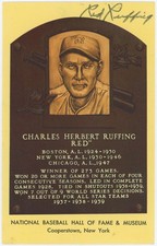   Red Ruffing Signed Yellow HOF Plaque 8 720895