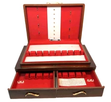 HOLMES & EDWARDS Deep SILVER FLATWARE Wooden BOX CHEST 2 DRAWER Mid Century MCM