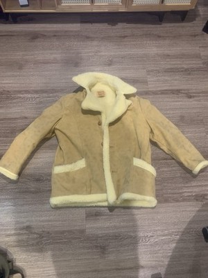 Mens Jacket Size L Western Suede Sherpa Town N Ranch 70s Winter Vintage