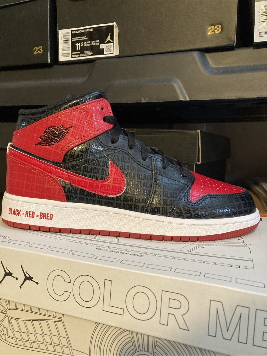 Size 6.5 Y Jordan Youth Air Jordan 1 Mid GS Bred Text - DM9650001