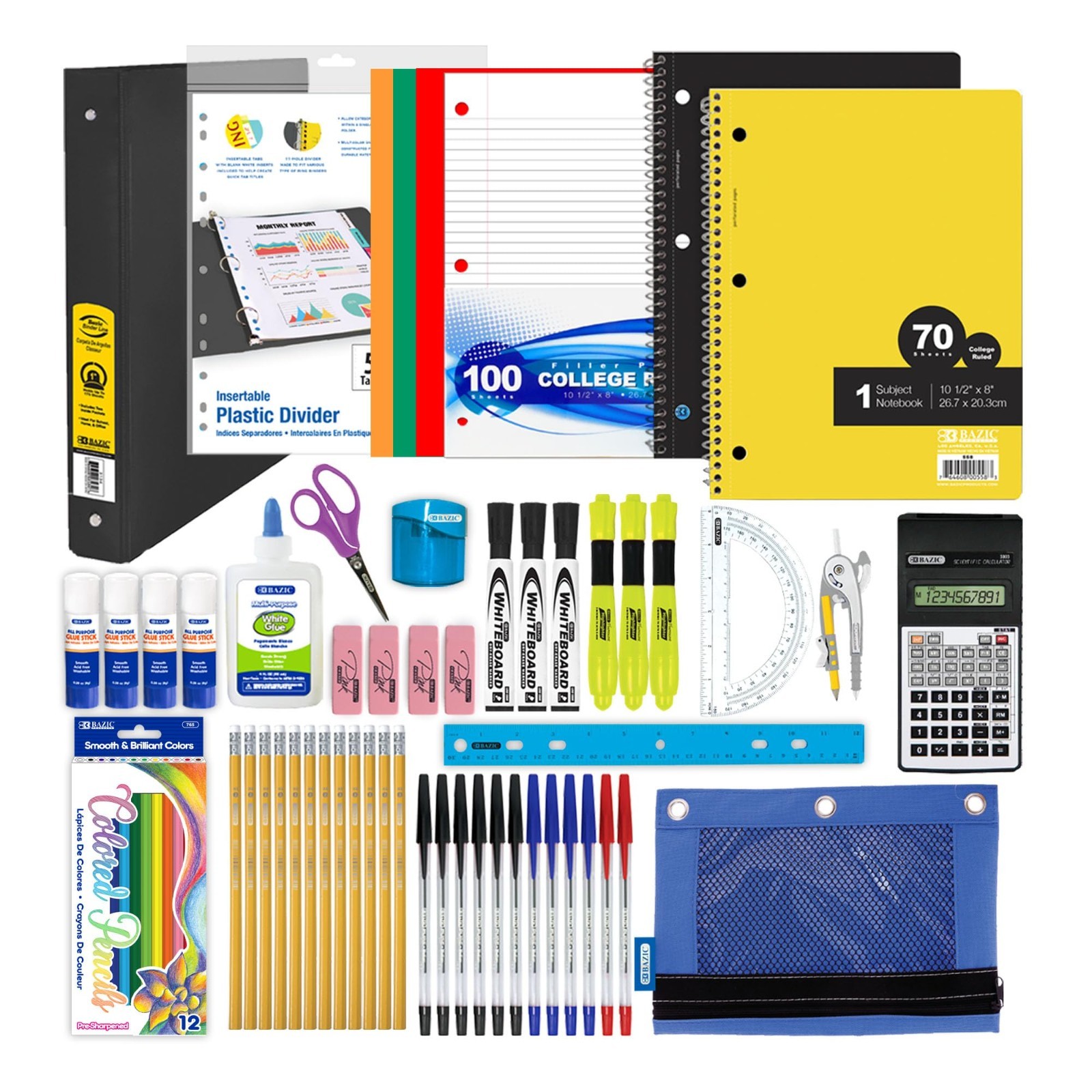 65-Piece School Kit For Math &Amp; Geometry | Writing Tools &Amp; Geometry Supplies
