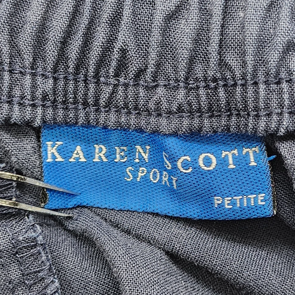 Pantalones deportivos Karen Scott para mujer PXL azules con cordón capri cónicos informales Foto 3 de 4