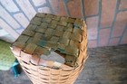 antique primitive original salmon paint egg basket 8 inch diameter 9 1/2 side — photo 6