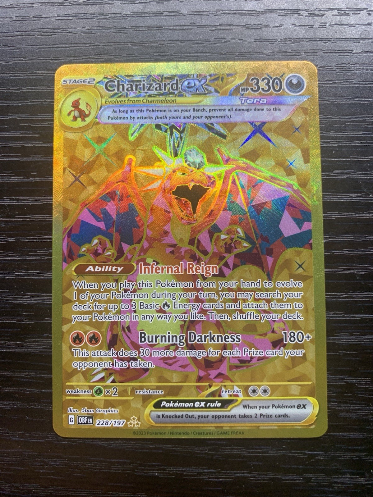 2023 Pokemon SV Obsidian Flames Charizard ex Hyper Rare #228/197 NM