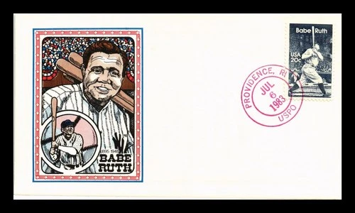 DR JIM STAMPS US COVER BABE RUTH BASEBALL FDC HAND CANCEL PANDA CACHET INSERT