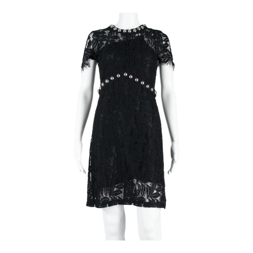 Abito donna MICHAEL KORS aderente e svasato nero pizzo manica corta lunghezza ginocchio XS