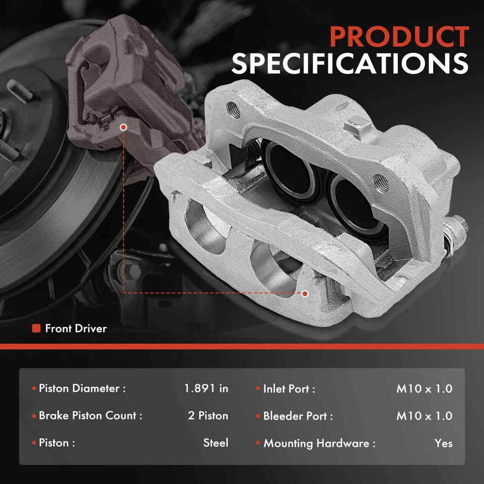 Front Driver Side Brake Caliper w/ Bracket for Land Rover Range Rover Discovery - Image 2 of 4
