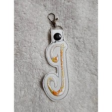 Letter J Keychain Initial Keyring Bag Charm Backpack Clip On Accessory