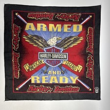 Vintage Harley Davidson Bandana Handkerchief, Armed And Ready, Made In USA