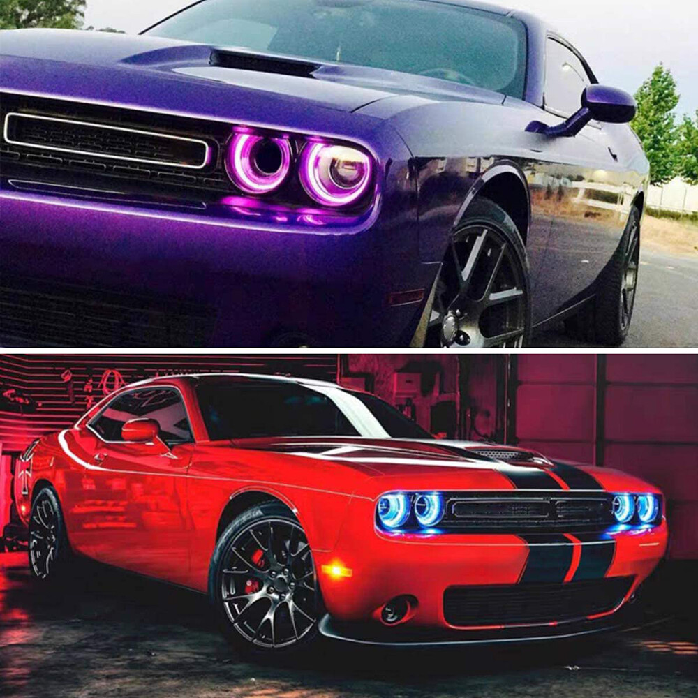 VLAND LED Headlights For 2008-2014 Dodge Challenger - Projector DRL, Sequential Blinker, Black Housing, Clear Lens (DOT Certified)